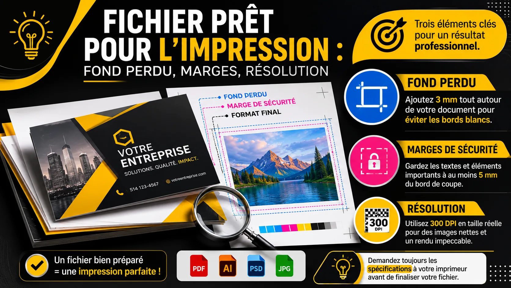 Fichier prêt pour l’impression : fond perdu, marges, résolution