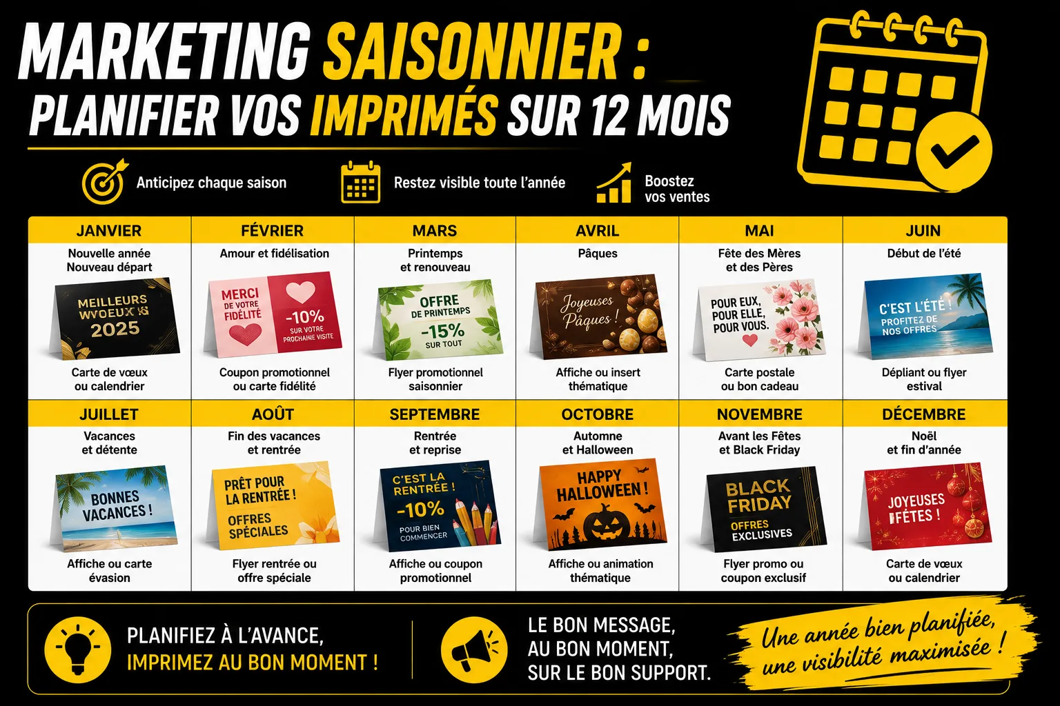 Marketing saisonnier : planifier vos imprimés sur 12 mois