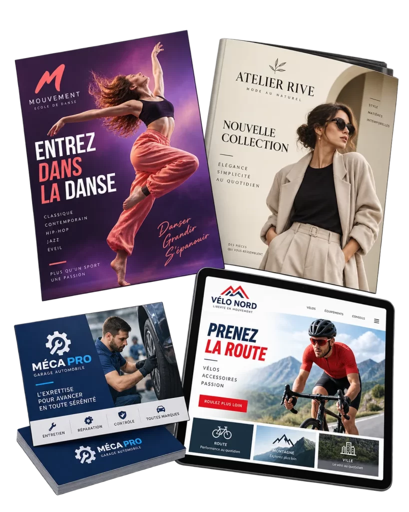 Logos, cartes d’affaires, affiches et sites Internet conçus sur mesure