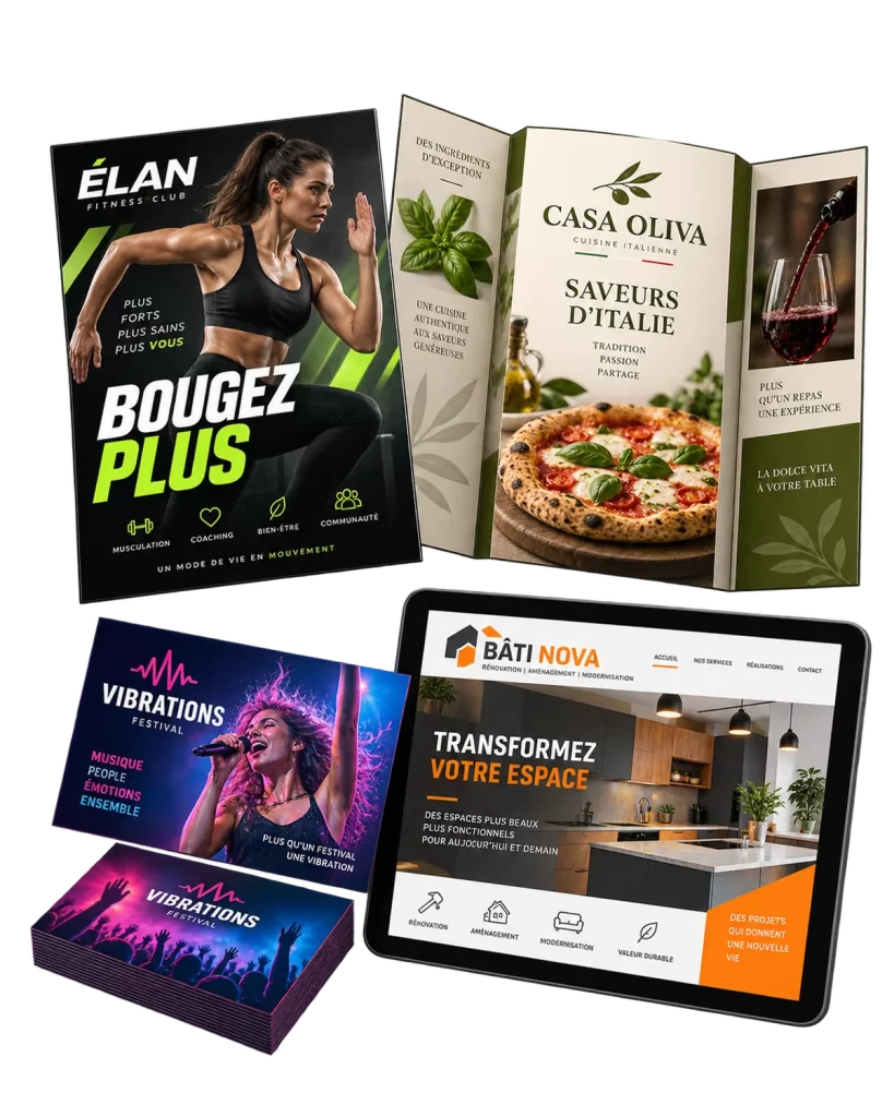 Exemples de logos, d’imprimés et de sites Internet réalisés sur mesure