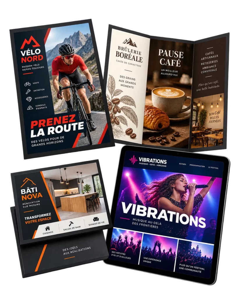 Exemples de logos, d’imprimés et de sites Web conçus sur mesure