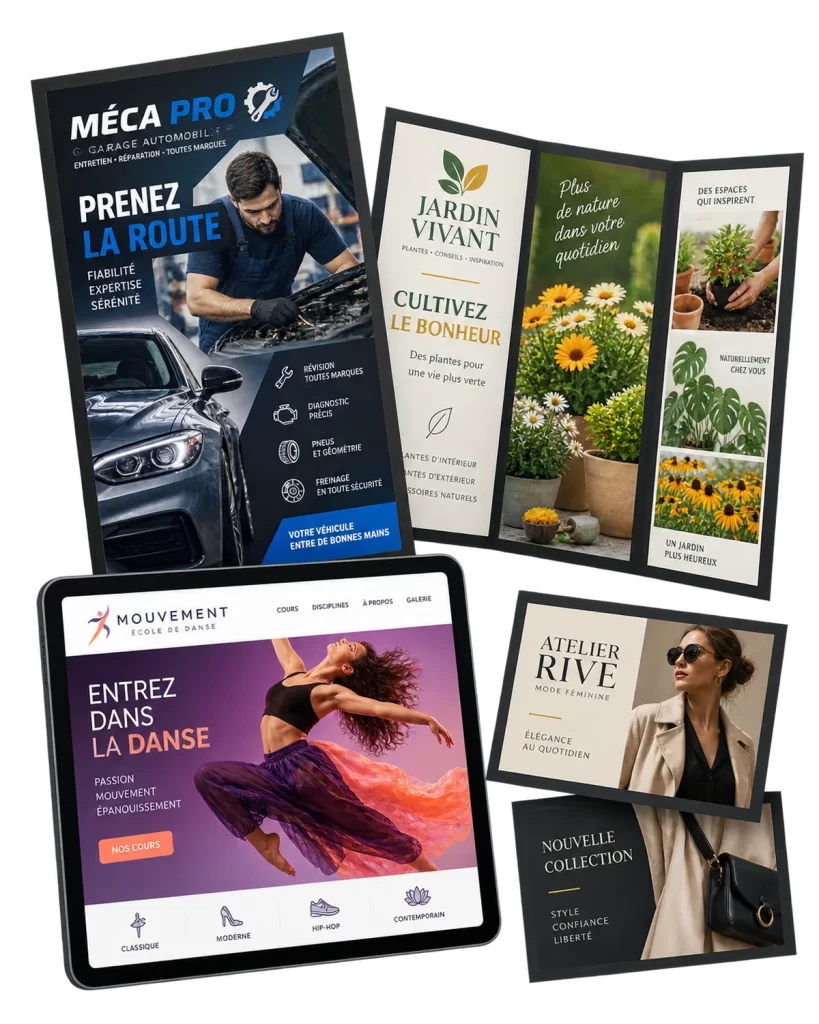 Logos, imprimés et sites Web créés sur mesure pour des entreprises locales