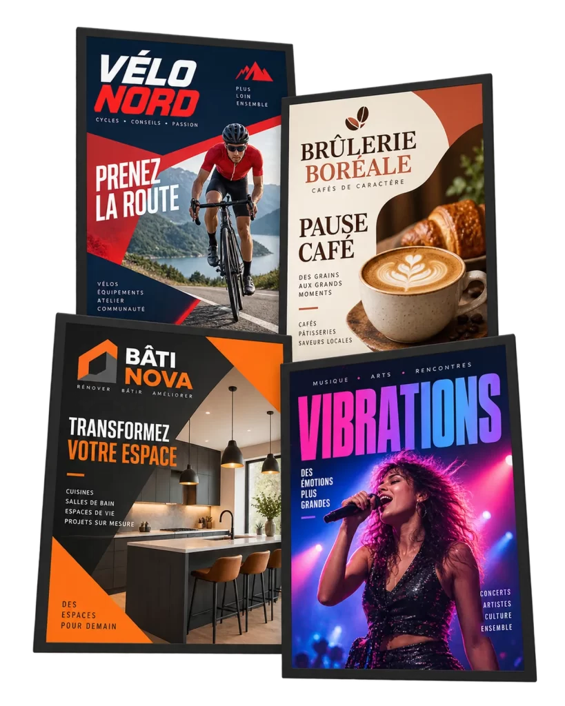 Affiches imprimées sur mesure pour des commerces, des activités et des organismes