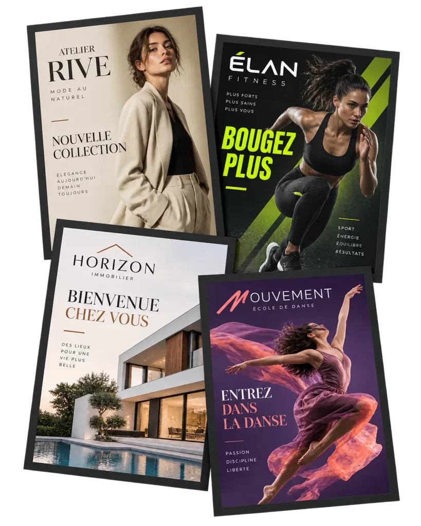 Affiches saisonnières conçues sur mesure pour des commerces, des restaurants et des activités