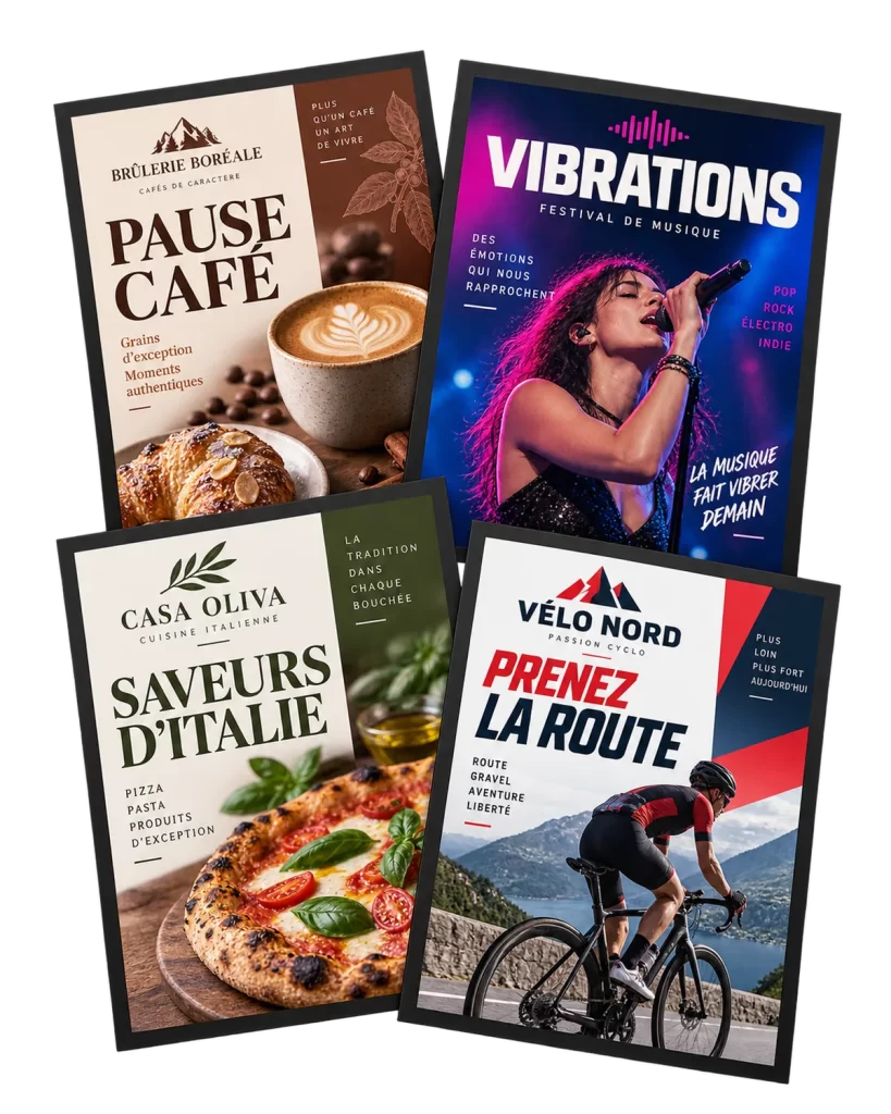 Affiches imprimées sur mesure pour des commerces, des activités et des organismes