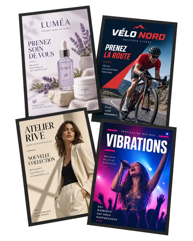 Affiches imprimées sur mesure pour des commerces, des activités et des organismes