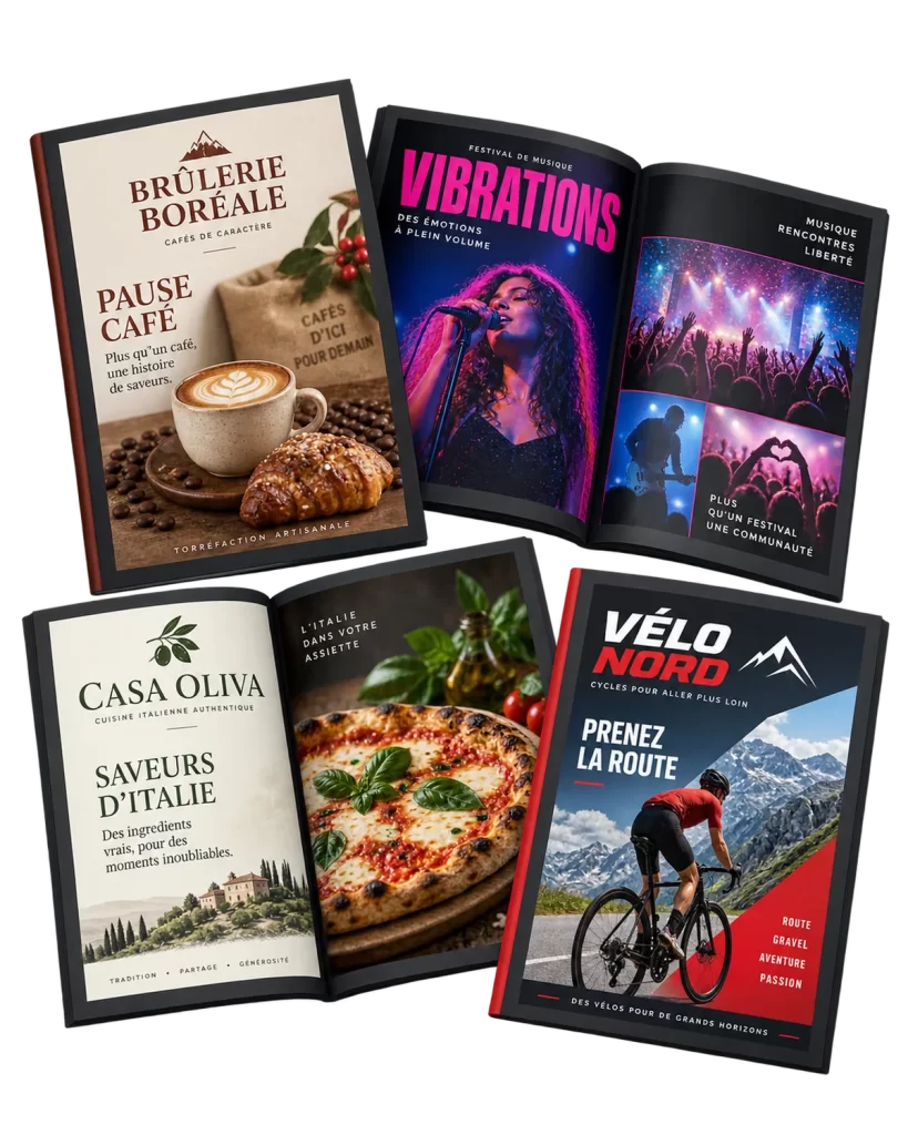 Exemples de catalogues de produits conçus sur mesure, version imprimée et version numérique