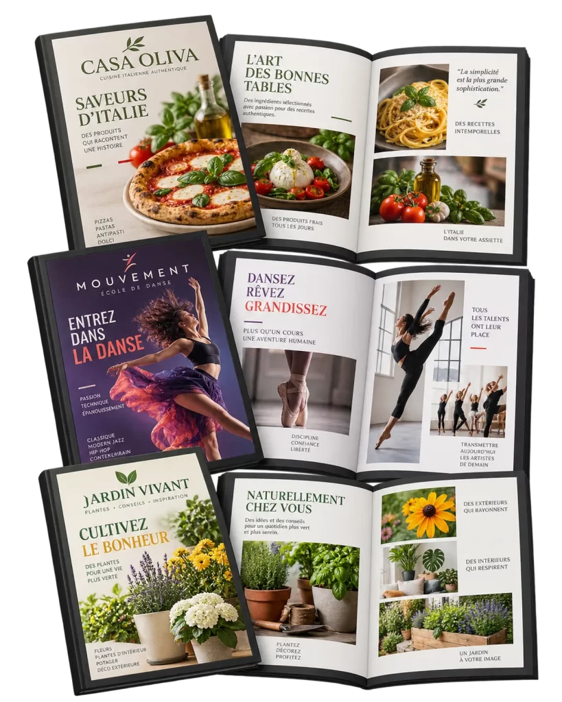 Exemples de catalogues de produits conçus sur mesure, version imprimée et version numérique