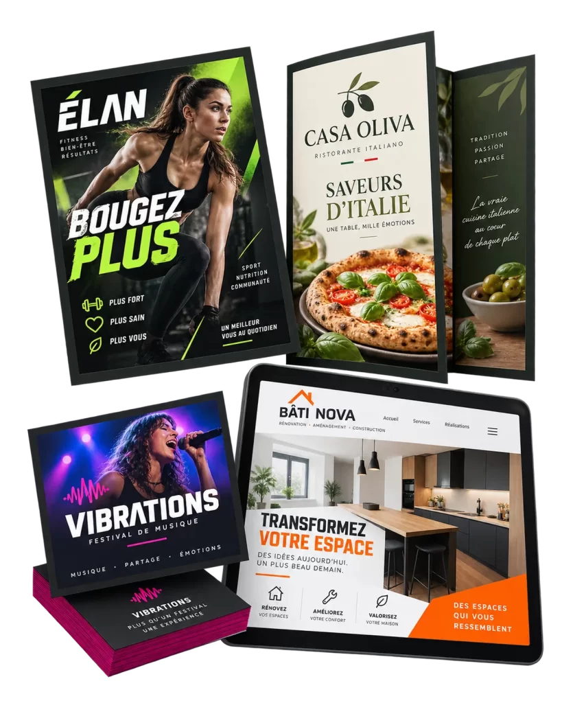 Réalisations graphiques sur mesure : logos, brochures et supports imprimés