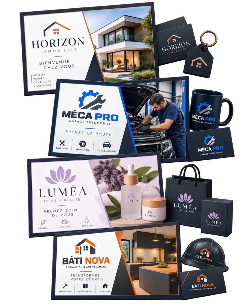 Exemples de logos conçus sur mesure pour des entreprises de services et des commerces