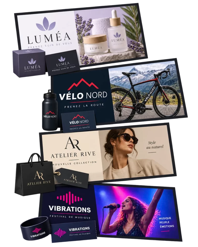 Exemples de logos conçus sur mesure pour des entreprises de services et des commerces