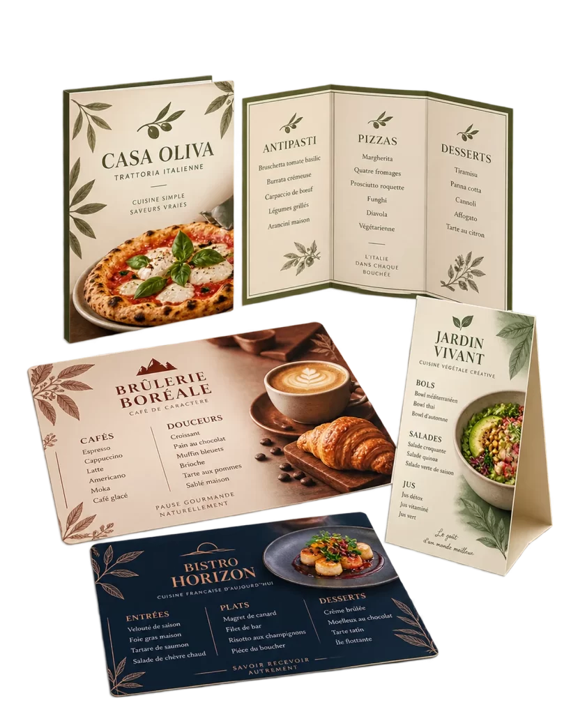 Menu de restaurant : exemples de réalisations sur mesure
