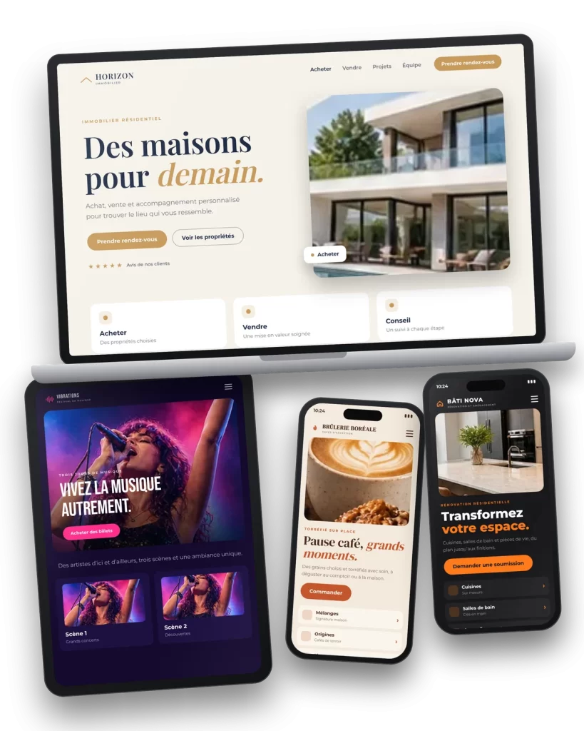 Exemples de sites internet conçus sur mesure pour des commerces et des entreprises de services