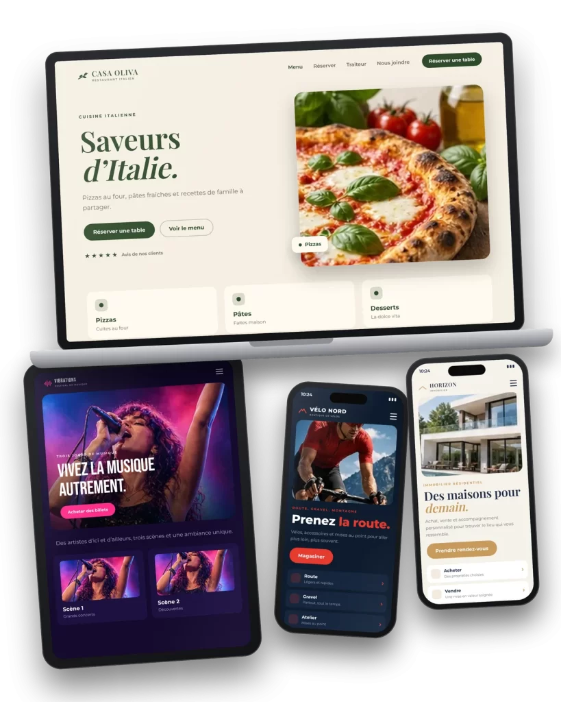 Exemples de sites internet conçus sur mesure pour des commerces et des entreprises de services