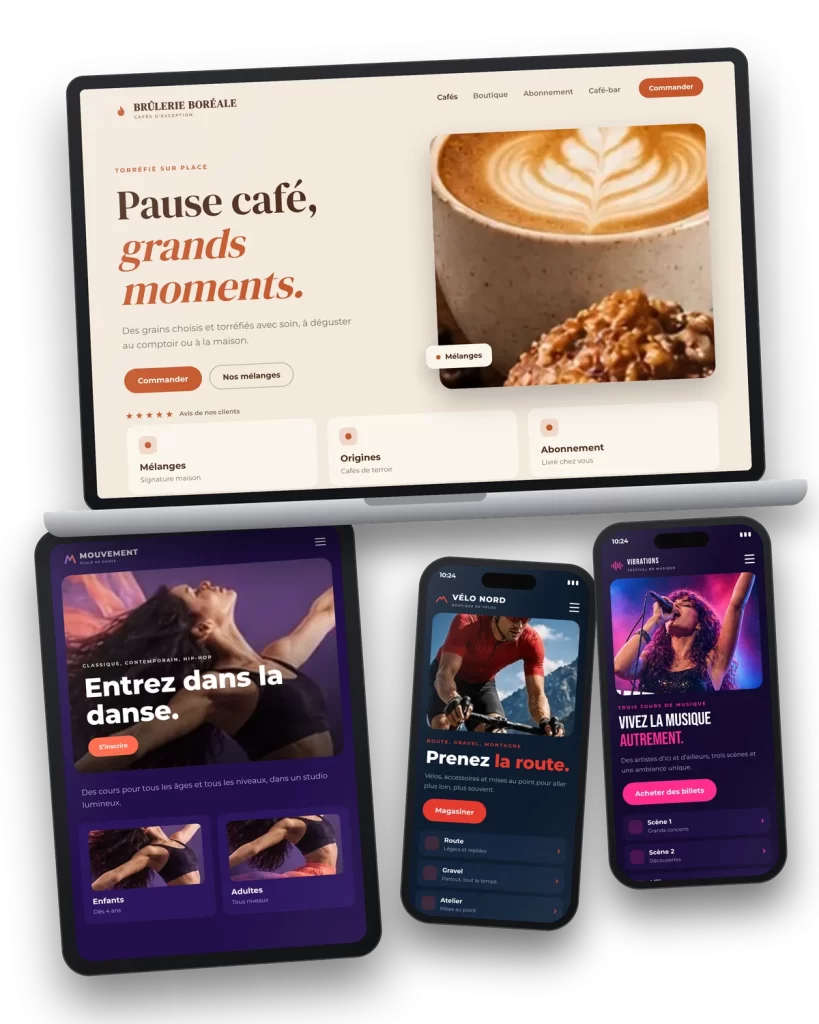 Exemples de sites internet conçus sur mesure pour des commerces et des entreprises de services