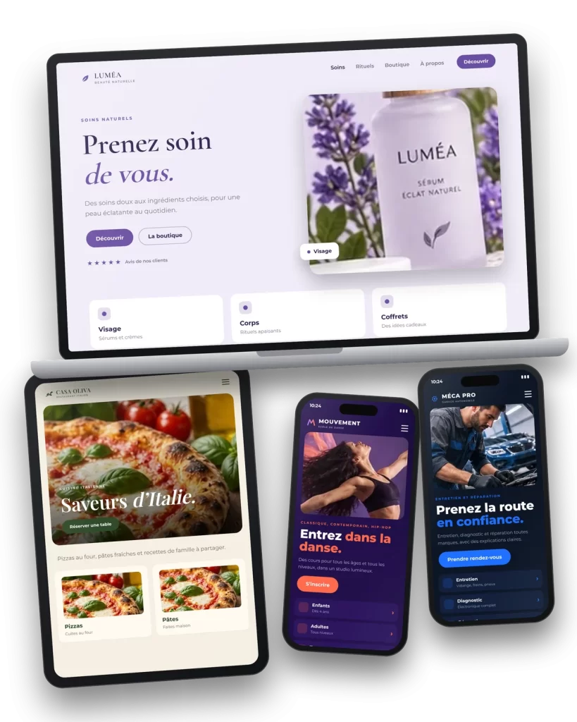 Exemples de sites internet conçus sur mesure pour des commerces et des entreprises de services