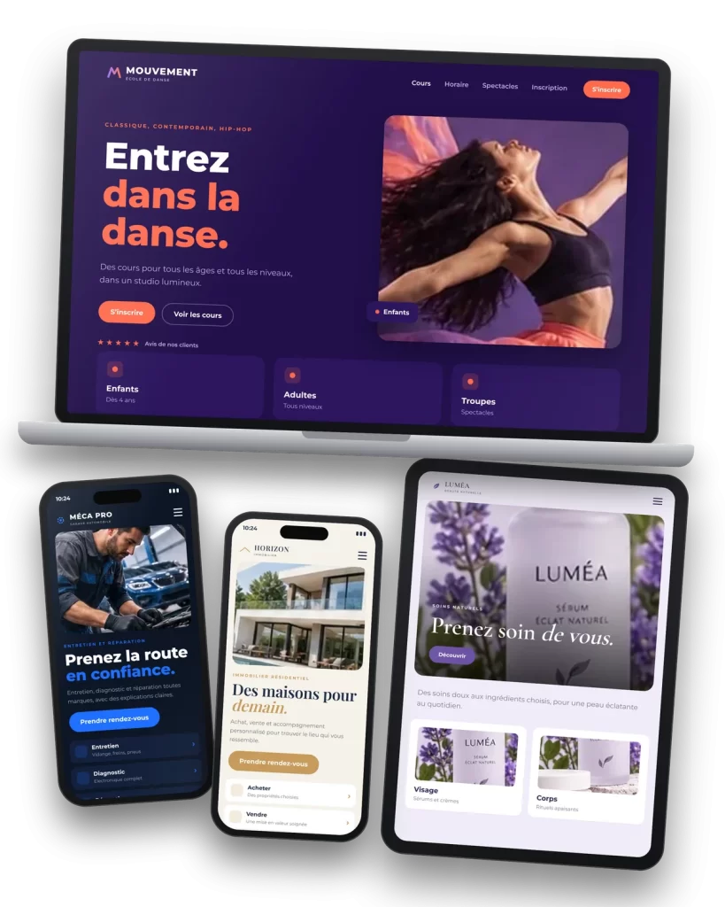 Exemples de sites internet conçus sur mesure pour des commerces et des entreprises de services