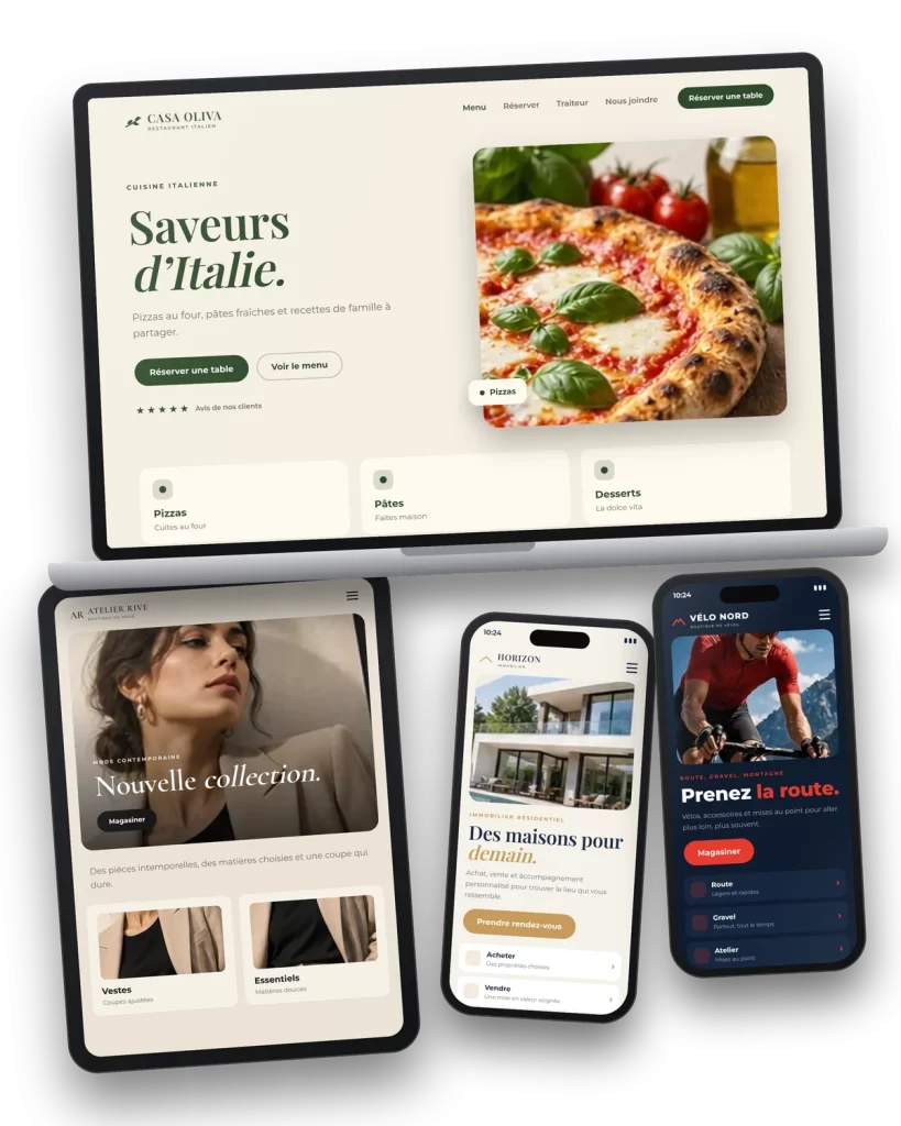 Exemples de sites internet conçus sur mesure pour des commerces et des entreprises de services