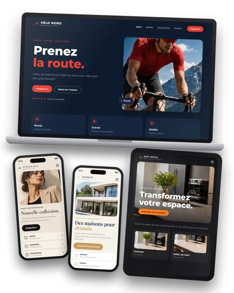 Exemples de sites internet conçus sur mesure pour des commerces et des entreprises de services
