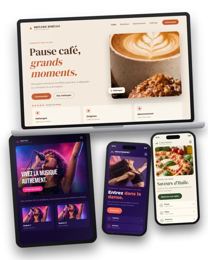 Exemples de sites internet conçus sur mesure pour des commerces et des entreprises de services